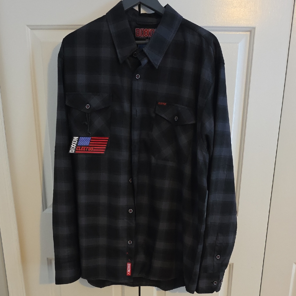 DIXXON Men's Dark Gray Plaid Shirt